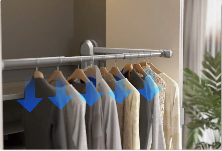 Electric Wardrobe Lift Hanger – LED Touch Sensor Closet Rail with Remote Control for Easy High Cabinet Clothing Access