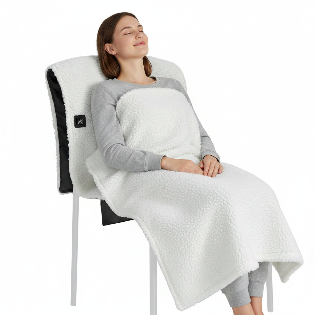 Electric Heated Sherpa Chair Pad – Adjustable Temperature Seat Cushion for Sofas, Office Chairs and Cozy Winter Comfort