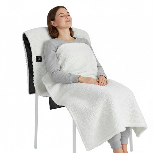 Electric Heated Sherpa Chair Pad – Adjustable Temperature Seat Cushion for Sofas, Office Chairs and Cozy Winter Comfort