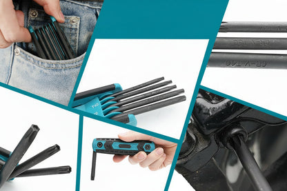 Folding Allen Wrench Set – 8-in-1 Portable Metric Hex Key and Tamper-Proof Torx Tool Kit for Bicycle, Furniture and DIY Repairs