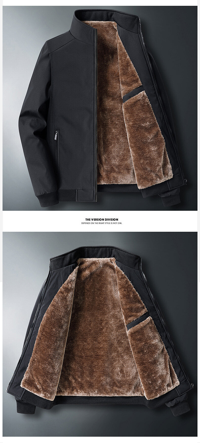 Men's Plus Size Fleece Jacket - Warm Casual Business Coat Available in 6XL, 7XL and 8XL Sizes