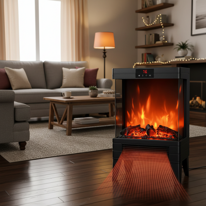Flame Electric Fireplace Heater – 3D Smokeless Indoor Space Heater with Realistic Flame Effect for Cozy Home Warmth