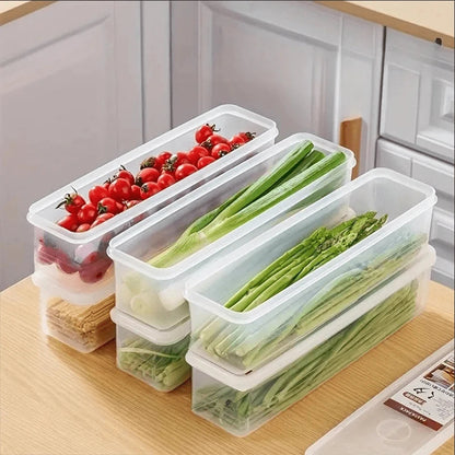 Refrigerator Storage Containers – Sealed Plastic Fresh-Keeping Boxes with Lids for Eggs, Noodles, Scallions, Cilantro and Organized Kitchen Storage