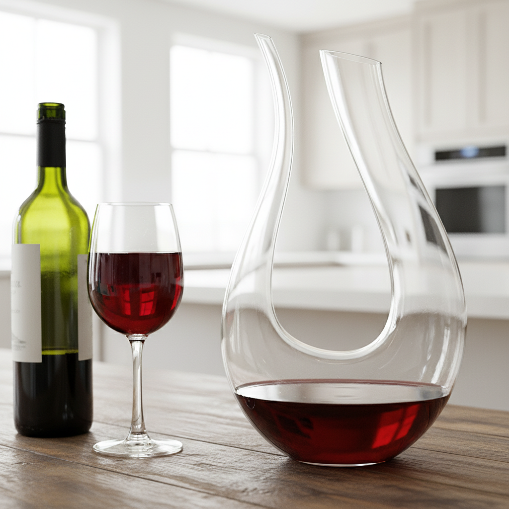 Crystal Swan Wine Decanter – 600ml U Shaped Glass Aerator Gift Set for Red Wine Serving and Home Entertaining