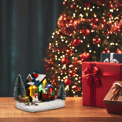 LED Christmas Village House – Light Up Winter Scene Resin Ornament for Tabletop Holiday Decorations and Gifts