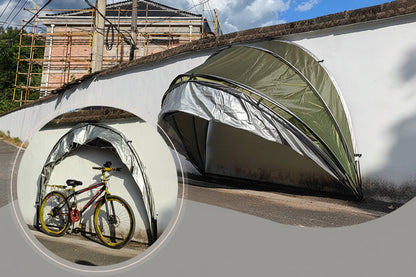 Portable Motorcycle Garage Tent – Outdoor Hanging Storage Shelter for Motorbikes, Speedway Equipment and Weather-Protected Parking, Model CZX-507