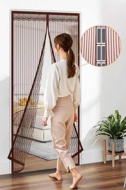 Magnetic Mosquito Door Curtain – Premium Fiberglass Mesh Flyscreen with Full Magnetic Strips and Strong Self-Adhesive Installation for Hands-Free Home Protection