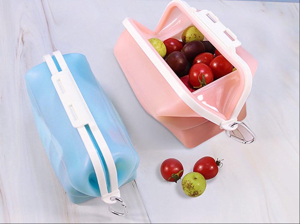 Reusable Silicone Food Storage Bag – Foldable Leakproof Fresh Keeping Bag for Fruits, Snacks, Travel and Picnic Storage