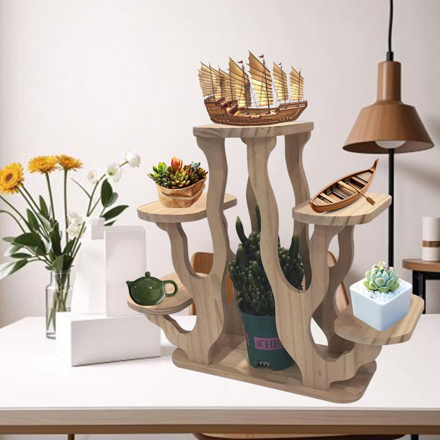Desktop Display Stand – Multi Tier Plant and Collectible Rack for Figurines, Crafts and Home Office Decoration