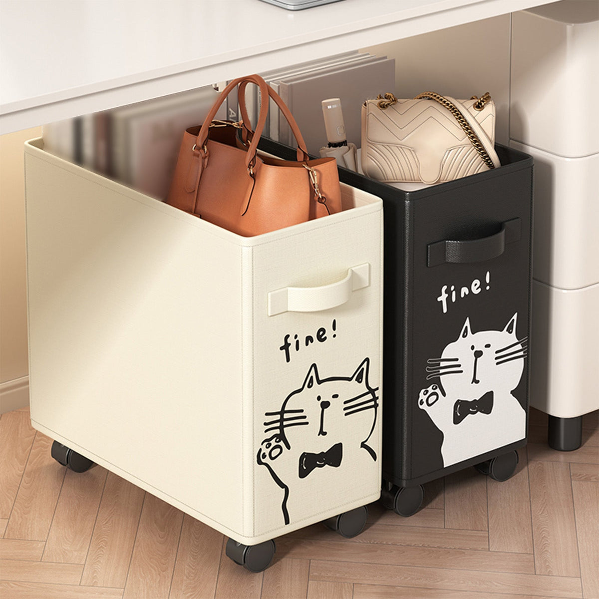 Rolling Under Desk Storage Cart – Mobile Organizer with Wheels for Books, Laptop Bags, Office Supplies and School Essentials