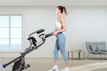 Foldable Exercise Bike – Indoor Stationary Fitness Bicycle with 8 Resistance Levels, Heart Rate Sensors and LCD Workout Display