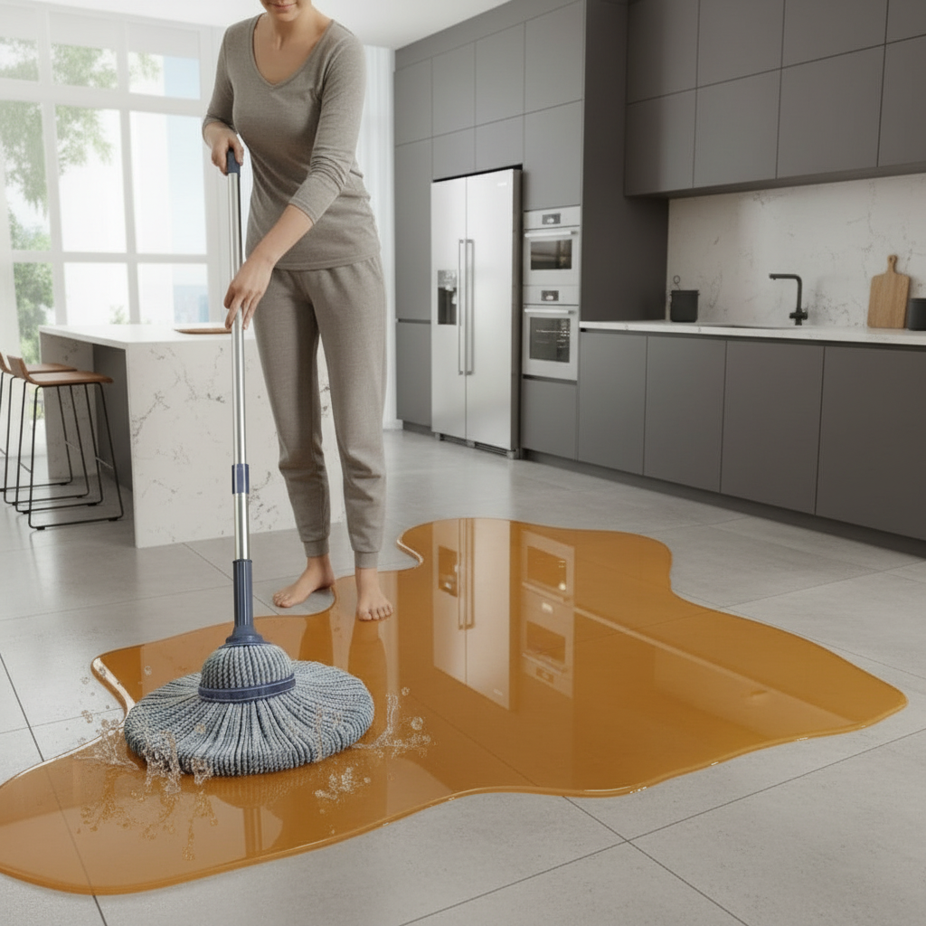Self-Wringing Spin Mop – 40cm Microfiber Wet and Dry Floor Cleaner with Hands-Free Washing for Kitchen, Bathroom and Home