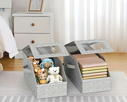 Foldable Hat Storage Box – Large Capacity Dustproof Organizer with Clear Window for Baseball Caps, Clothing Hats and Closet Storage