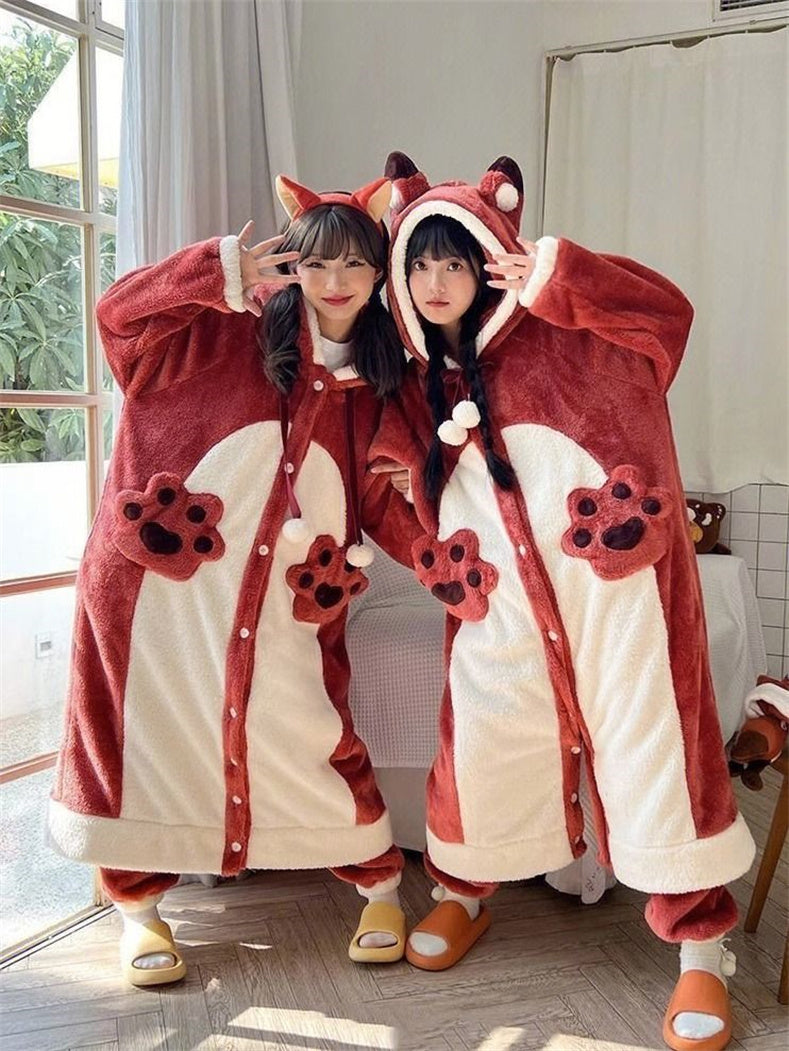 Women's Kigurumi Pajama Robe - Cartoon Animal Sleepwear for Cozy Winter Nights and Fun Lounging
