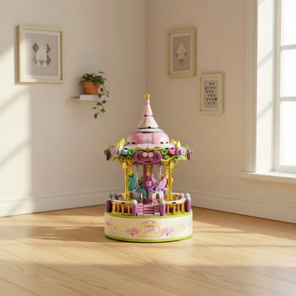 Carousel Music Box Building Blocks – Creative Amusement Park Construction Toy for Collectors, Home Display, Educational Play and Memorable Holiday Gifts
