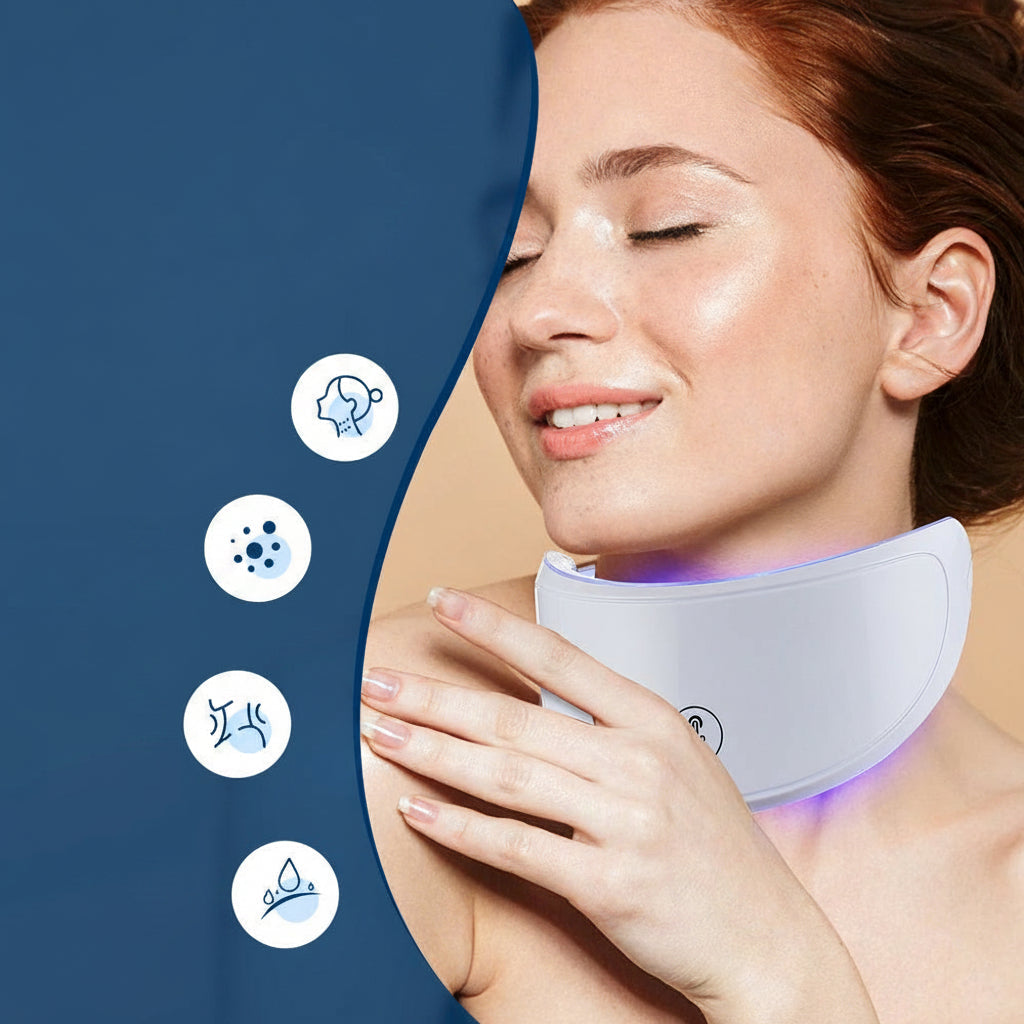 LED Neck Beauty Mask – Photon Light Skin-Care Device for Neck Firming, Brightening Appearance, Rejuvenation Routines and At-Home Wrinkle-Care Support