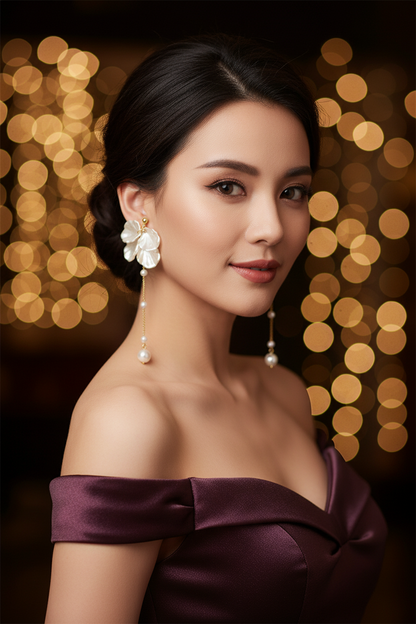 Pearl Tassel Earrings – Elegant 925 Silver Needle Drop Earrings for Weddings, Parties and Sophisticated Daily Wear
