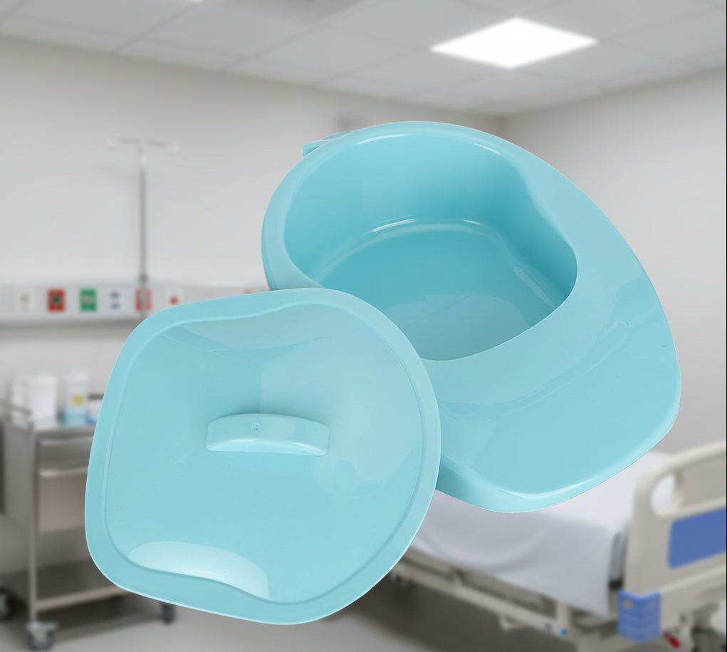 Portable Bedpan with Cover – Household Toilet Bedpan for Bedridden Patients, Elderly Adults, Pregnant Women and Limited Mobility Care