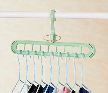 Foldable Rotating Magic Hangers – 9 Hole Closet Organizer Hooks for Space Saving Wardrobe and Clothing Storage Solutions