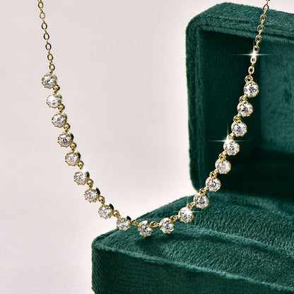 Moissanite Bubble Choker Necklace – Sparkling 3MM Stones with 14K Gold-Filled Finish for Women, Weddings, Parties and Elegant Layered Jewelry Looks
