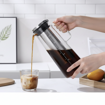 Cold Brew Coffee Maker – 1L Glass Carafe with Stainless Steel Filter for Smooth Iced Coffee, Cold Tea Brewing and Easy Home Serving