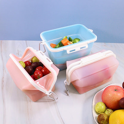Reusable Silicone Food Storage Bag – Foldable Leakproof Fresh Keeping Bag for Fruits, Snacks, Travel and Picnic Storage