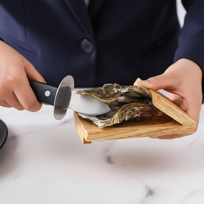 Oyster Shucker Handguard Tool - Wooden Seafood Shucking Holder for Safe Oyster Opening, Kitchen Preparation and Shellfish Handling