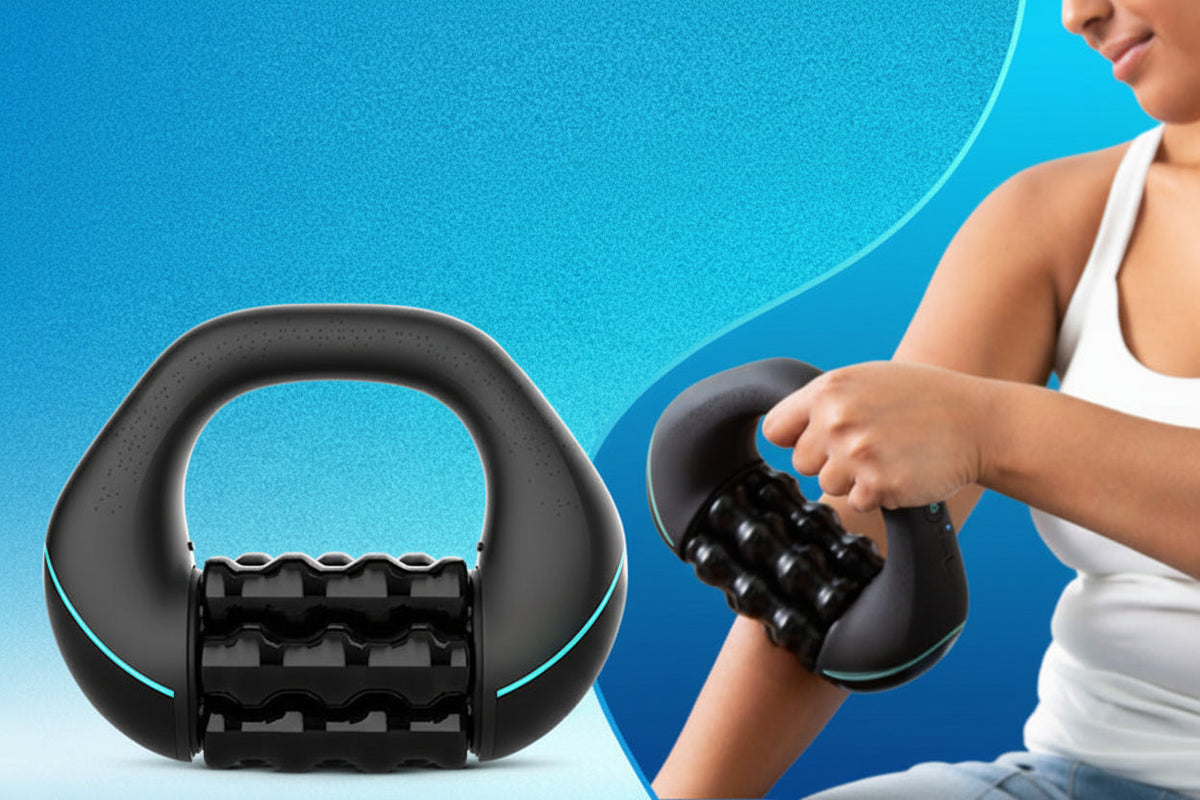 Rechargeable Percussion Massager – Deep Tissue Muscle Recovery Roller with Three Speed Settings for Full Body Pain Relief