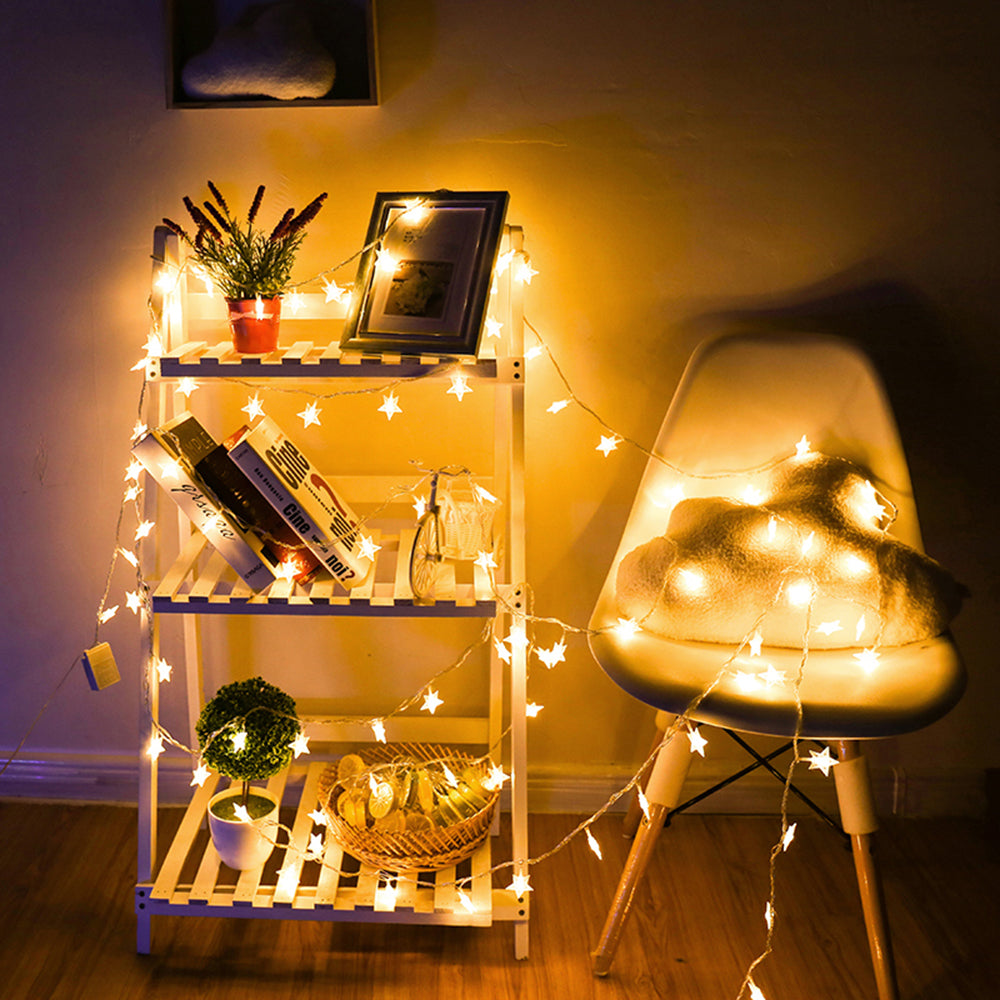 LED Star Fairy Lights – Outdoor String Garland for Christmas, Weddings, Gardens, Patios and Party Decorations