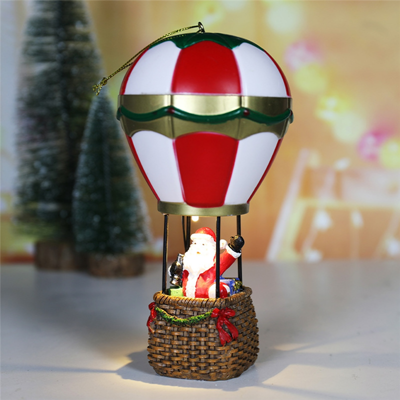 LED Hot Air Balloon Ornament – Glowing Santa and Snowman Christmas Tree Decoration for Festive Holiday Displays