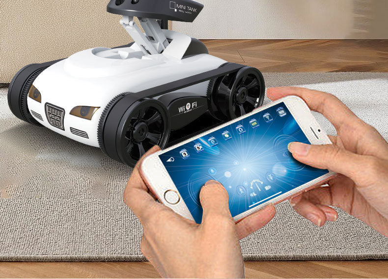 WiFi Remote Control Tank Toy – Four-Channel Tracked Camera Car with Real-Time Video Transmission for Kids Interactive Driving and Exploration