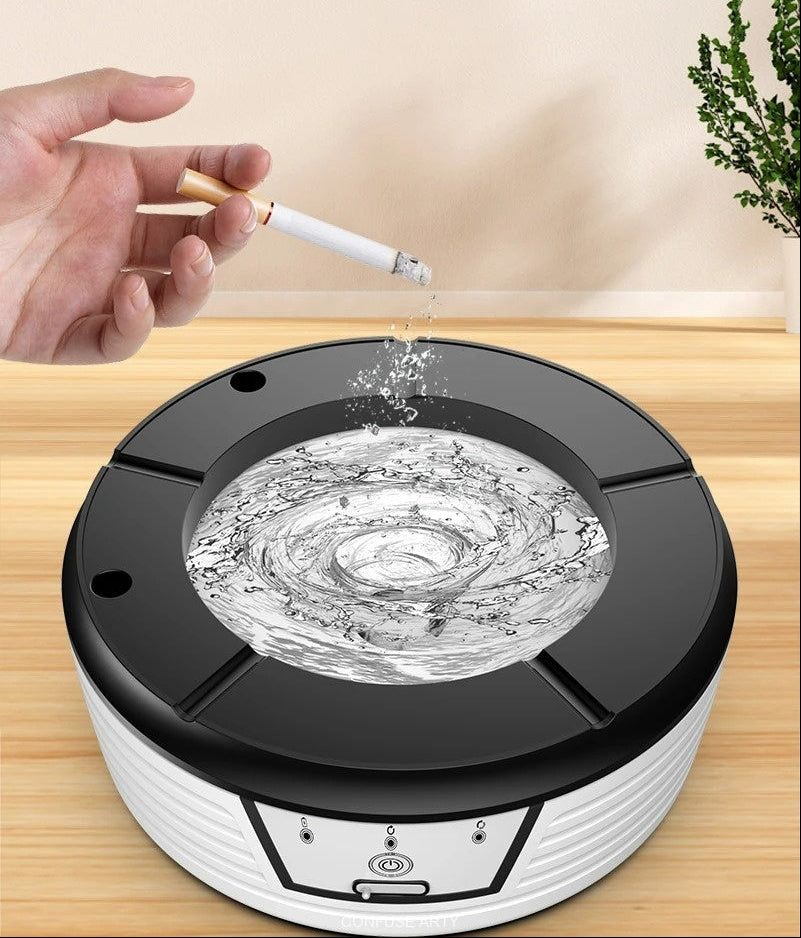 Smart Air Purifying Ashtray – Windproof Automatic Smoke Ashtray with Filter and Auto-Cleaning Function for Home, Office and Indoor Use