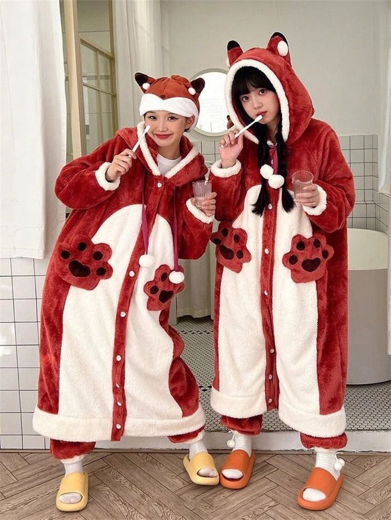 Women's Kigurumi Pajama Robe - Cartoon Animal Sleepwear for Cozy Winter Nights and Fun Lounging
