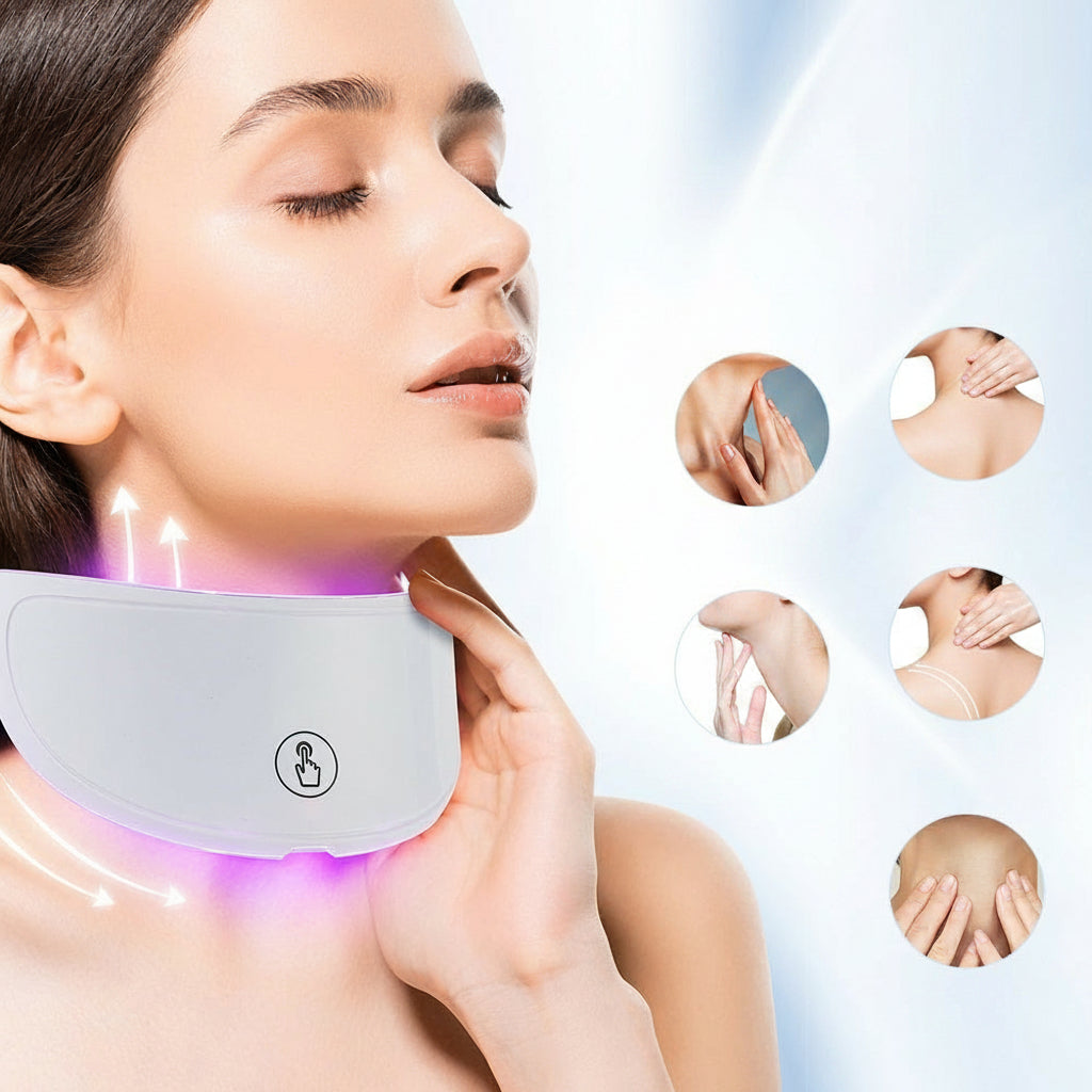LED Neck Beauty Mask – Photon Light Skin-Care Device for Neck Firming, Brightening Appearance, Rejuvenation Routines and At-Home Wrinkle-Care Support