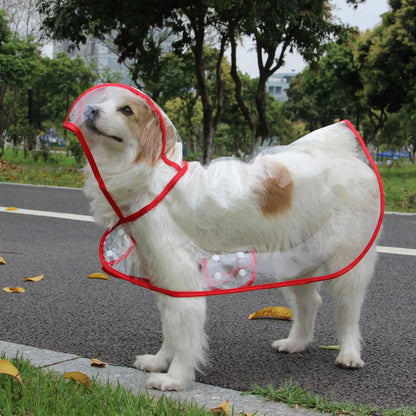 Transparent Hooded Pet Raincoat - Waterproof Puppy and Dog Rainwear Jacket for Outdoor Walks, Travel and All-Weather Protection
