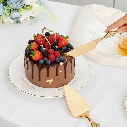 Luxury Wedding Cake Knife Set – Personalized Gold Server and Cutter for Bridal Showers, Anniversaries and Elegant Celebrations