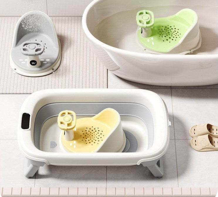 Smart Temperature Baby Bath Seat – Multifunctional Toddler Bath Chair with Safe Materials for Comfortable Bathtub and Shower Support