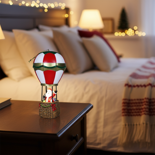 LED Hot Air Balloon Ornament – Glowing Santa and Snowman Christmas Tree Decoration for Festive Holiday Displays