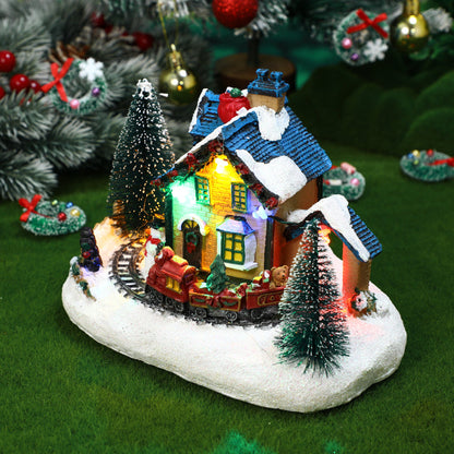 LED Christmas Village House – Light Up Winter Scene Resin Ornament for Tabletop Holiday Decorations and Gifts