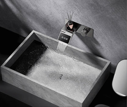 Luxury Gunmetal Brass Bathroom Faucet – Wall-Mounted Hot and Cold Mixer Tap with LED Digital Display and Elegant Single-Handle Design