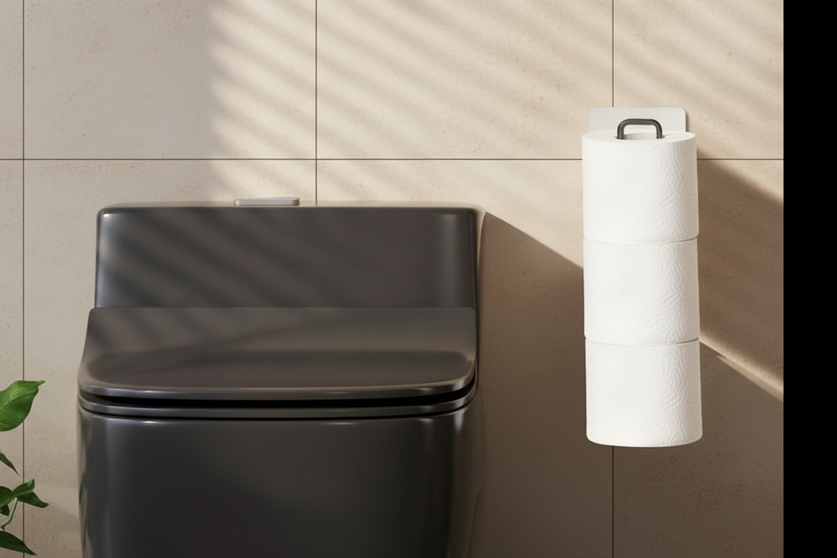Bathroom Toilet Paper Holder – Over the Tank Storage Organizer with Extra Roll Capacity for Small Bathrooms and Restrooms