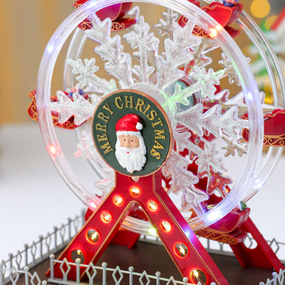 Animated Christmas Ferris Wheel – LED Musical Holiday Desktop Decoration with Moving Festival Display and Seasonal Charm
