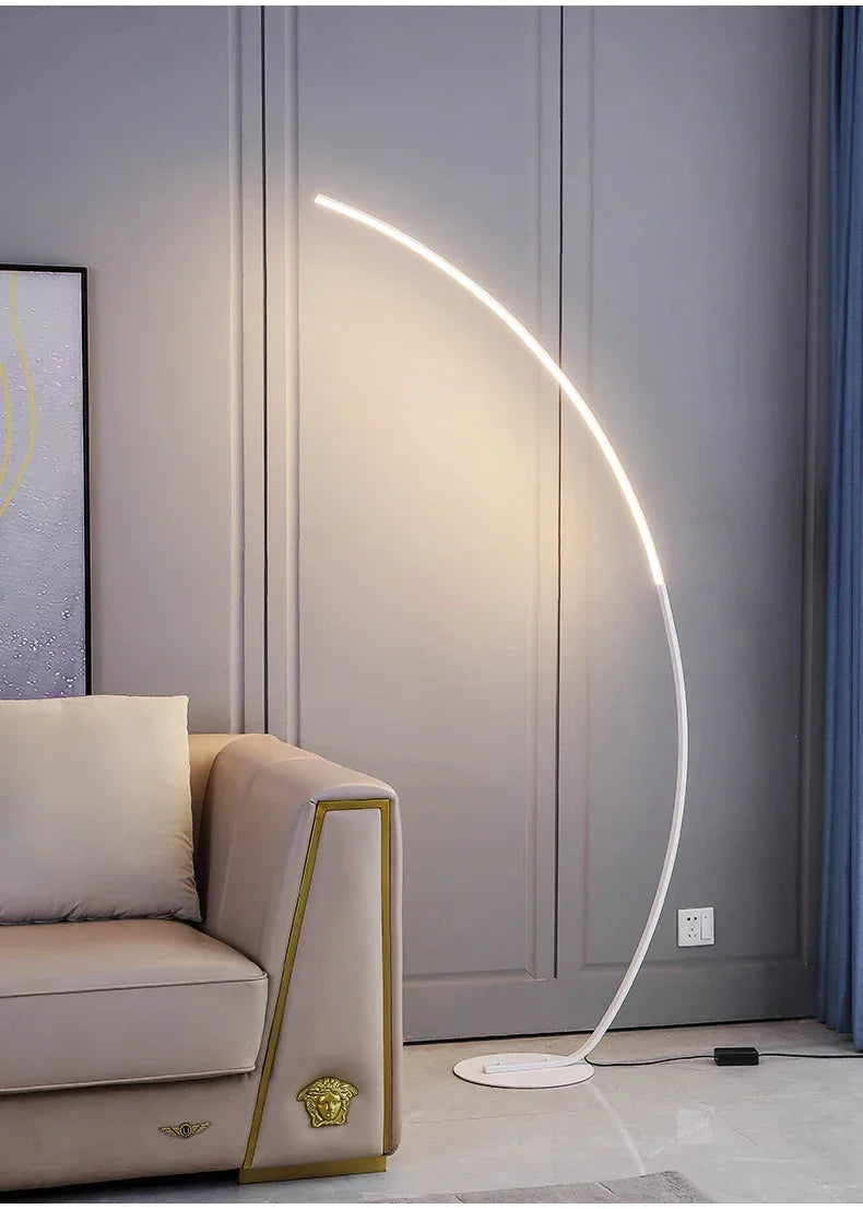 Nordic Half Moon Floor Lamp – Dimmable LED Arc Light for Living Room, Bedroom and Modern Home Interior Decor
