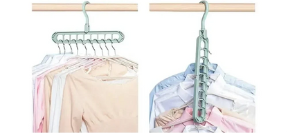 Foldable Rotating Magic Hangers – 9 Hole Closet Organizer Hooks for Space Saving Wardrobe and Clothing Storage Solutions