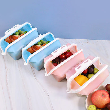 Reusable Silicone Food Storage Bag – Foldable Leakproof Fresh Keeping Bag for Fruits, Snacks, Travel and Picnic Storage