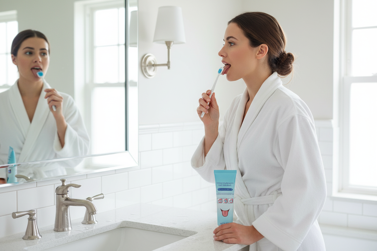 Tongue Scraper and Brush Kit - Oral Hygiene Cleaning Tool for Fresh Breath, Tongue Care and Daily Dental Health