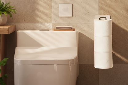 Bathroom Toilet Paper Holder – Over the Tank Storage Organizer with Extra Roll Capacity for Small Bathrooms and Restrooms