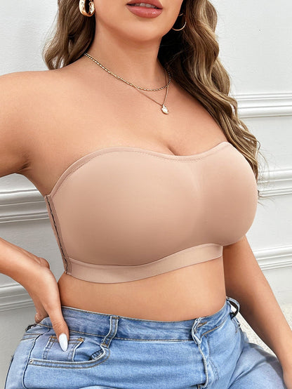 Plus-Size Wirefree Strapless Bra – Seamless Bandeau Top with Side Hook, Soft Support and Secure Comfortable Fit for Dresses, Tops and Daily Wear
