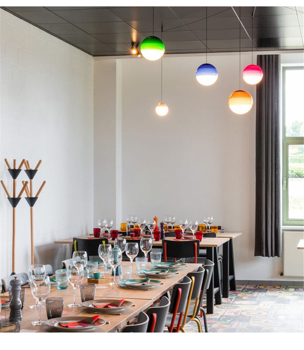 Nordic Rainbow Glass Pendant Light – Modern Minimalist Hanging Ceiling Lamp for Bedroom, Restaurant, Kitchen Island and Home Décor.