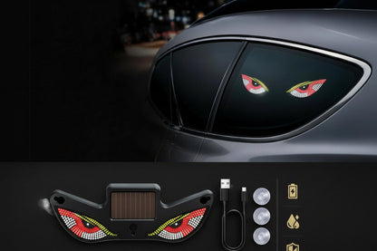 Wireless Car LED Demon Eye Light – Solar-Powered Triangle Ambient Window Lamp with Neon Glow for Automotive Interior and Exterior Decoration